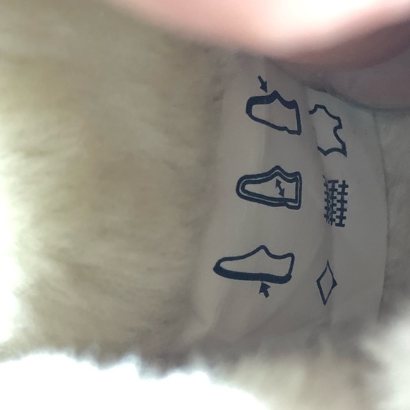 Lands’ End silver metallic leather slippers faux fur lining moccasins mocs 6 - Picture 9 of 12